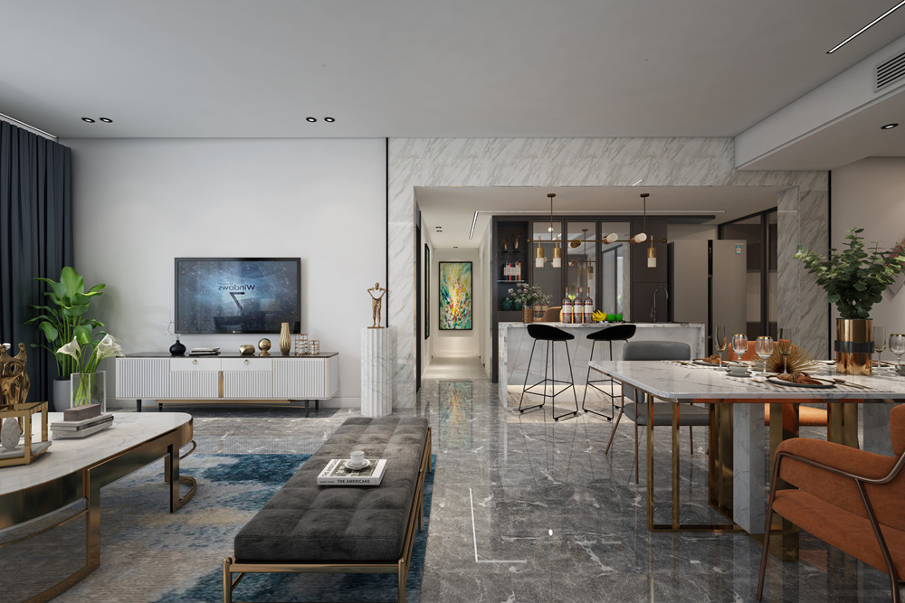 中山市雅居樂(lè)諾丁山現(xiàn)代簡(jiǎn)約風(fēng)格三居室裝修案例