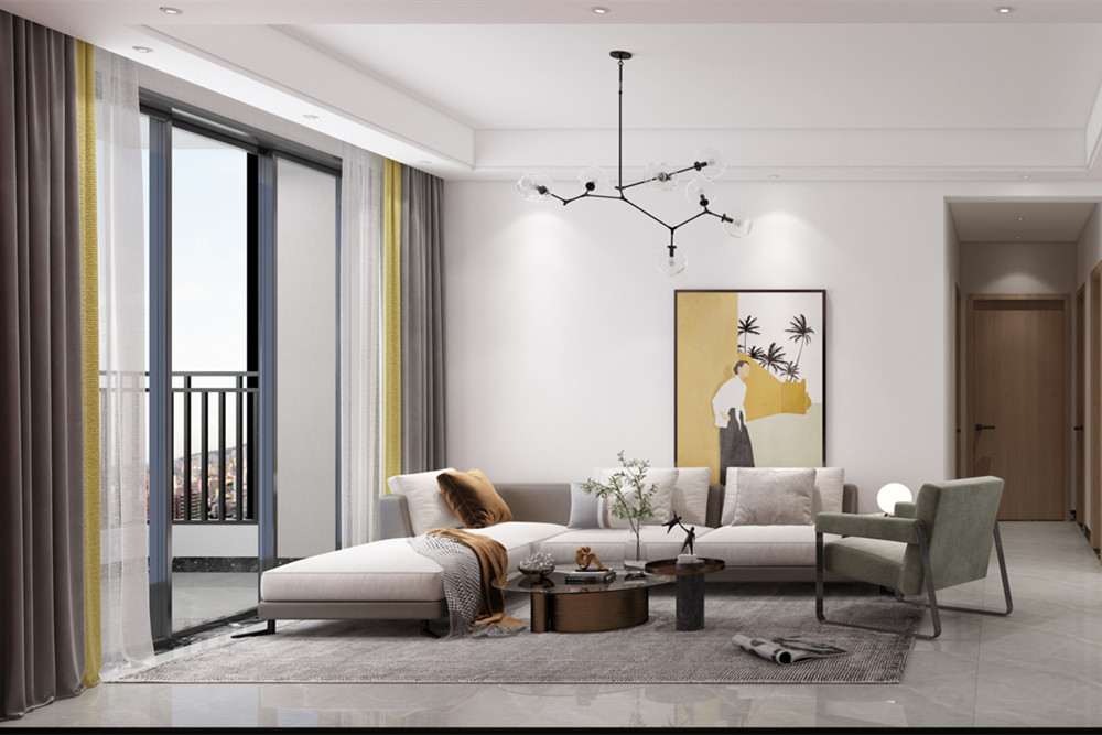 中山市泮溪花園現(xiàn)代簡約風(fēng)格三居室裝修案例