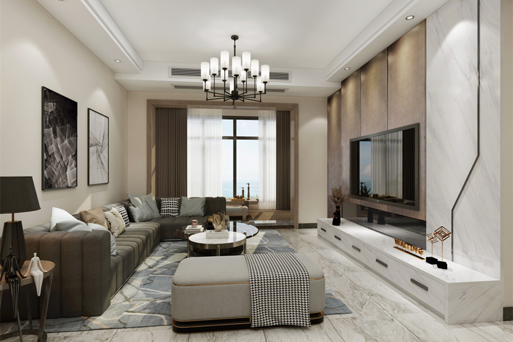 梧州市半島閣輕奢風格三居室裝修案例