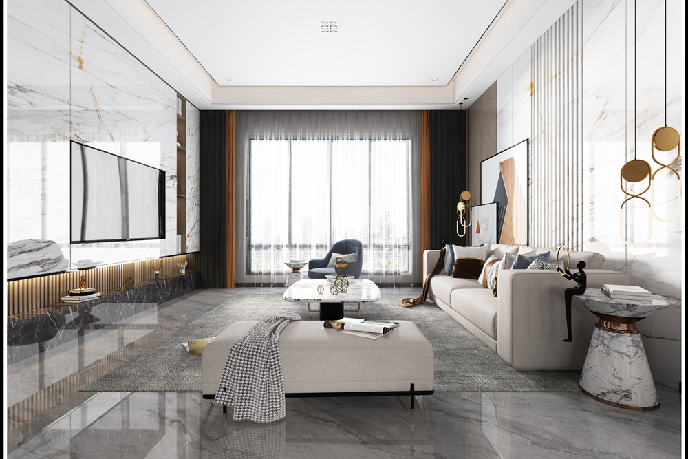 湖州市學(xué)仕嘉園輕奢風(fēng)格三居室裝修案例