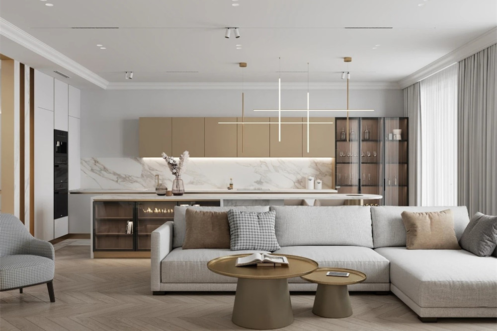 連云港市濱河花園輕奢風(fēng)格三居室裝修案例