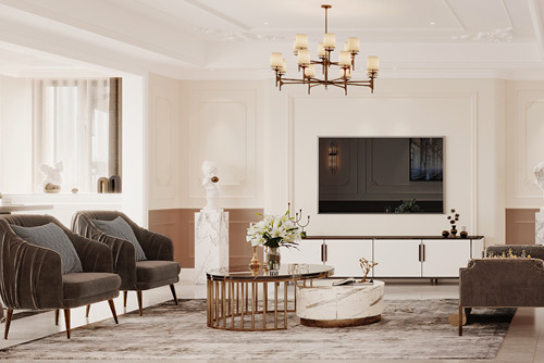 德陽市安瀾苑小區(qū)輕奢風格別墅裝修案例