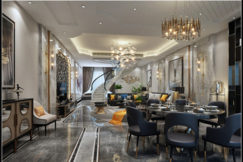 德陽市國稅局家屬區(qū)(羅江)輕奢風格三居室裝修案例