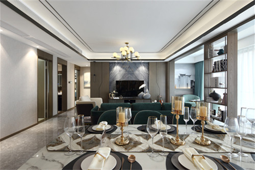 德陽市北河壩街35號院輕奢風格三居室裝修案例