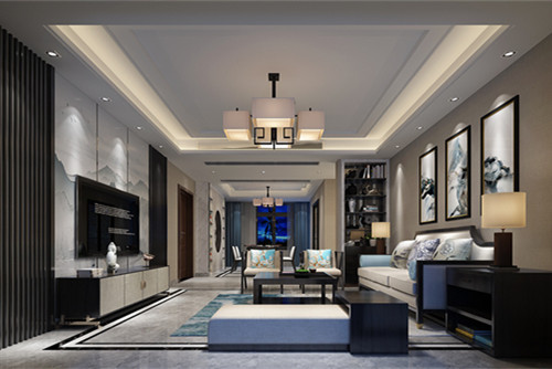 泰州市靖江恒大御景半島別墅新中式風(fēng)格三居室裝修案例
