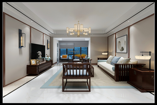 百色市興旺家園小區(qū)新中式風格四居室裝修案例