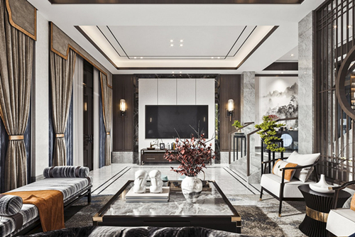 江門市鶴山經(jīng)緯花園新中式風(fēng)格別墅裝修案例