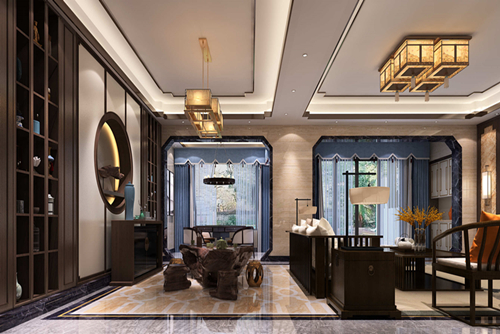 佛山市綠城桂語映月新中式風(fēng)格別墅裝修案例