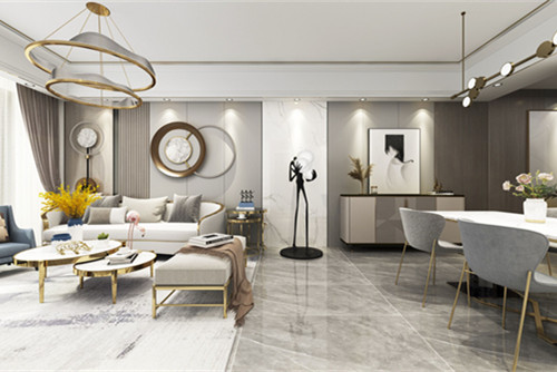 中山市裕龍君匯輕奢風(fēng)格三居室裝修案例