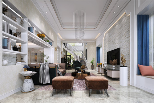 中山市愛琴半島新中式風(fēng)格別墅裝修案例