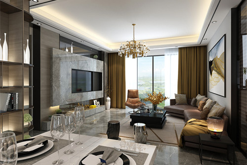 中山市雍泉度假山莊輕奢風(fēng)格四居室裝修案例