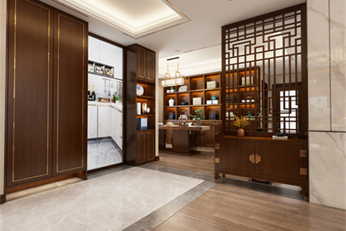 中山市創(chuàng)新街二橫巷小區(qū)新中式風(fēng)格五居室裝修案例