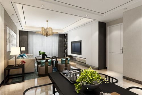 中山市東都明珠新中式風(fēng)格四居室裝修案例