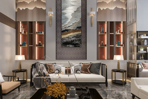 德陽市濱河公寓輕奢風(fēng)格別墅裝修案例