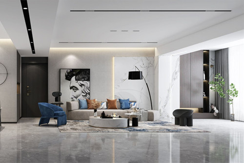 海口市環(huán)球100寶龍城現代簡約風格平層裝修案例