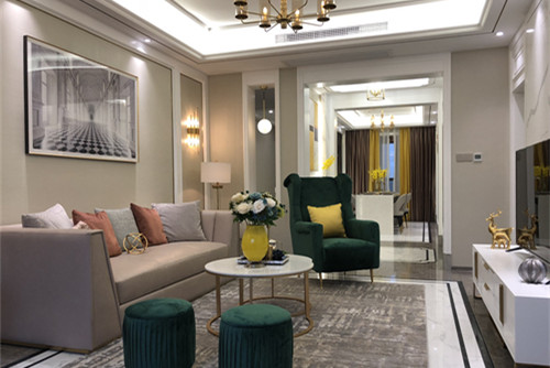 海口市碧桂園劍橋郡美式風格三居室裝修案例
