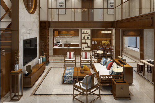 ?？谑辛_牛山玖悅臺新中式風格別墅裝修案例