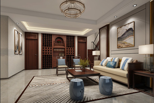 海口市銘盛檀香洲新中式風(fēng)格別墅裝修案例