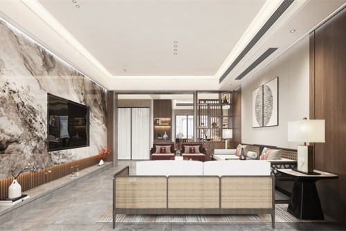 汕頭市金紫名邦花園新中式風(fēng)格四居室裝修案例